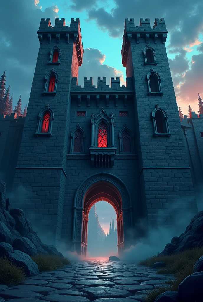 Game background - menu anime fantasy cartoon medieval without people castle entrance ominous scary