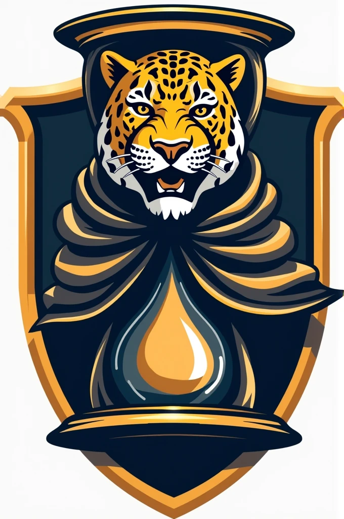 FOOTBALL CLUB LOGO, jaguar wearing a cape in front with a large hourglass in the back, all well framed 