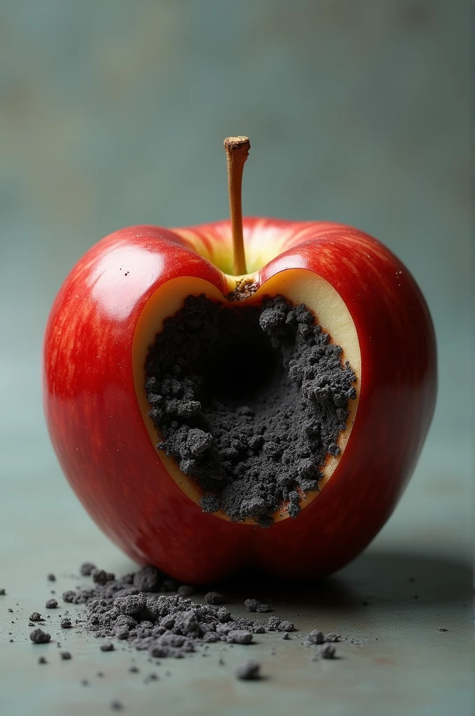 Beautiful skinned apple, but inside it is ash and coal.