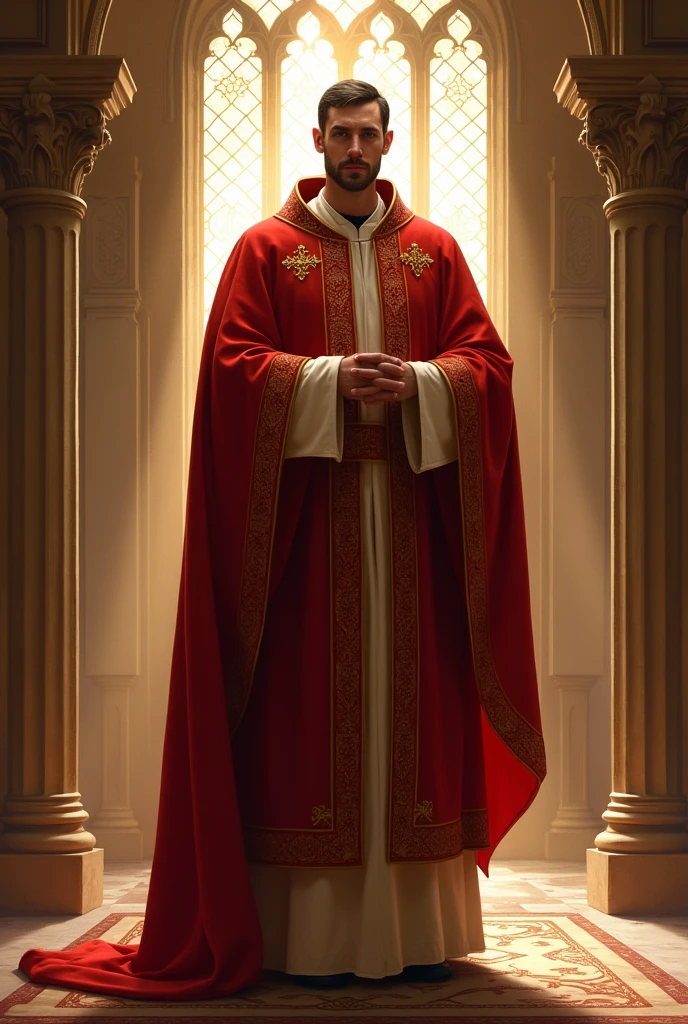 Create priest with tunic in red details