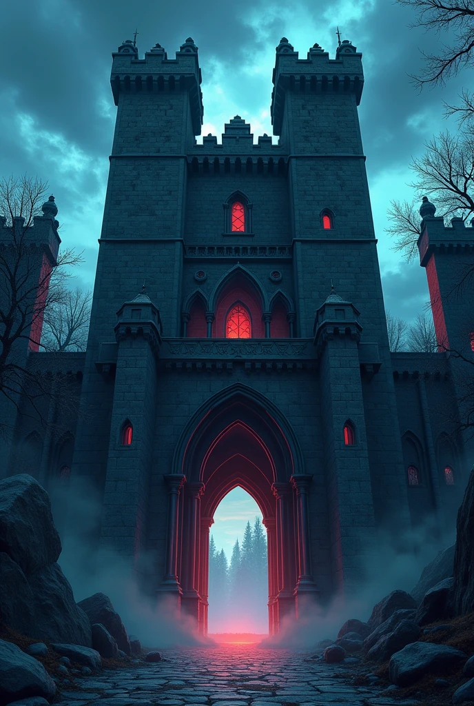 Game background - menu anime fantasy cartoon medieval without people castle entrance ominous scary