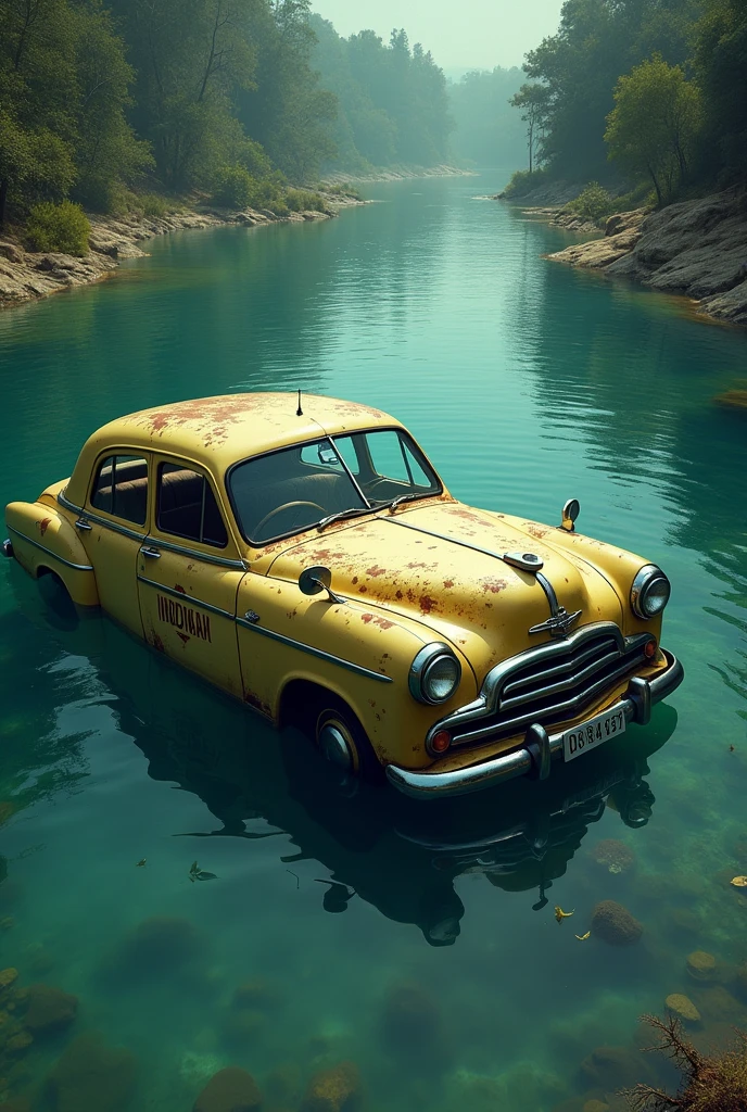 Indian car in river sink
