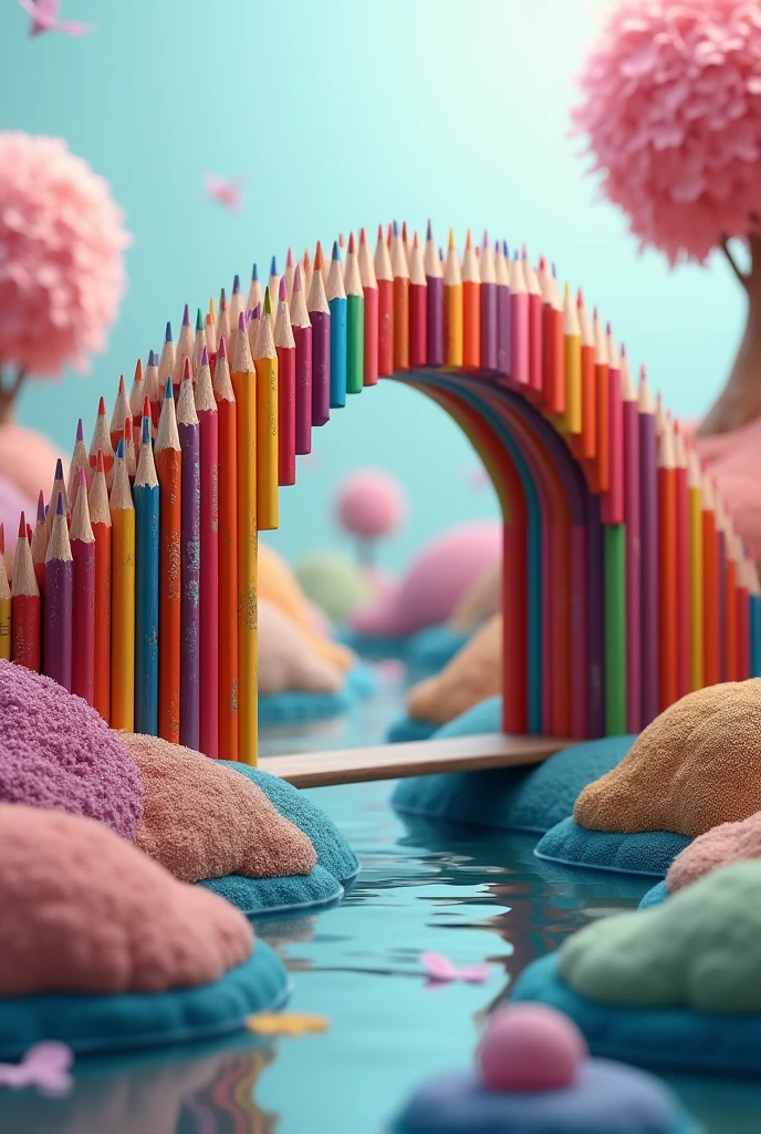 Bridge made of colored pencils