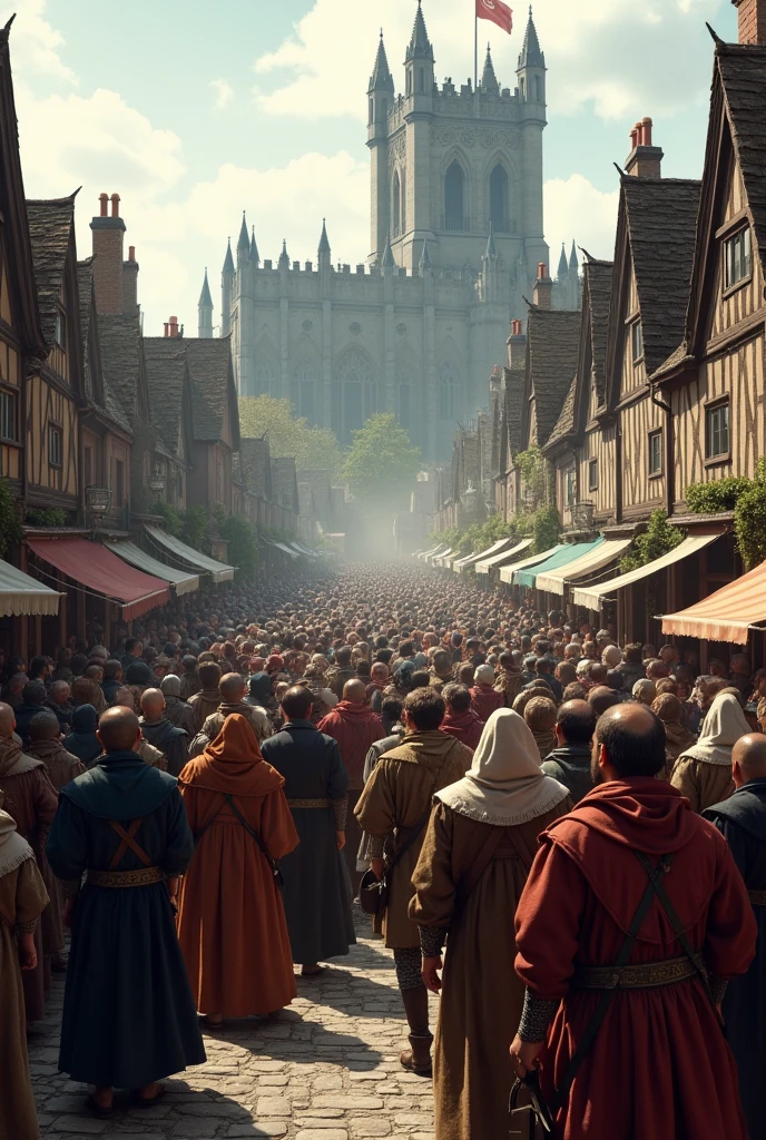crowd of people, medieval era, england