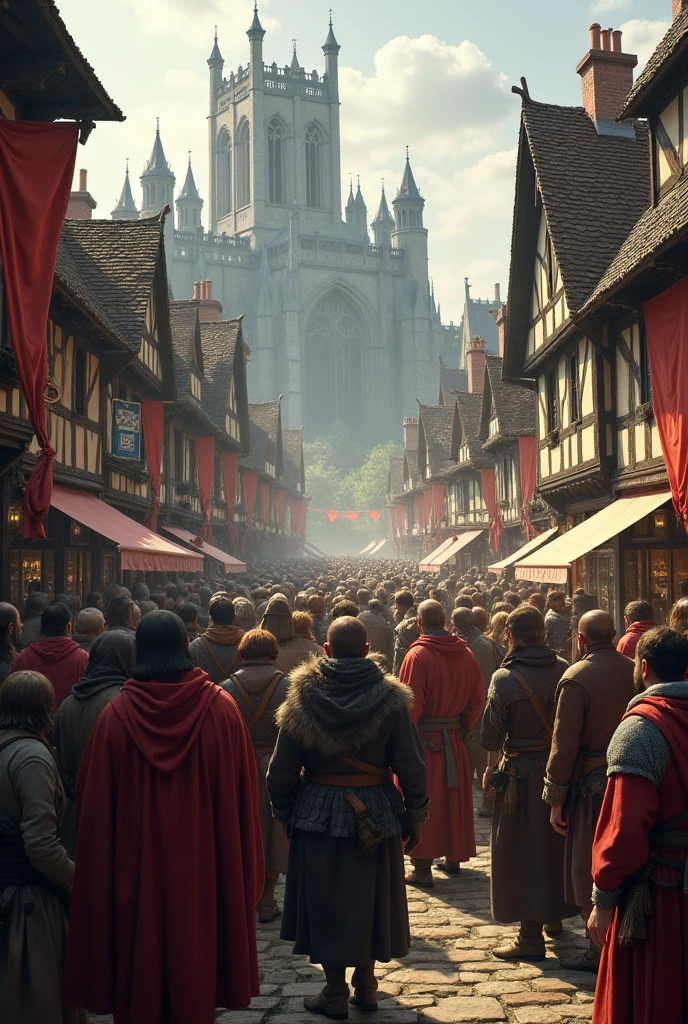 crowd of people, medieval era, england