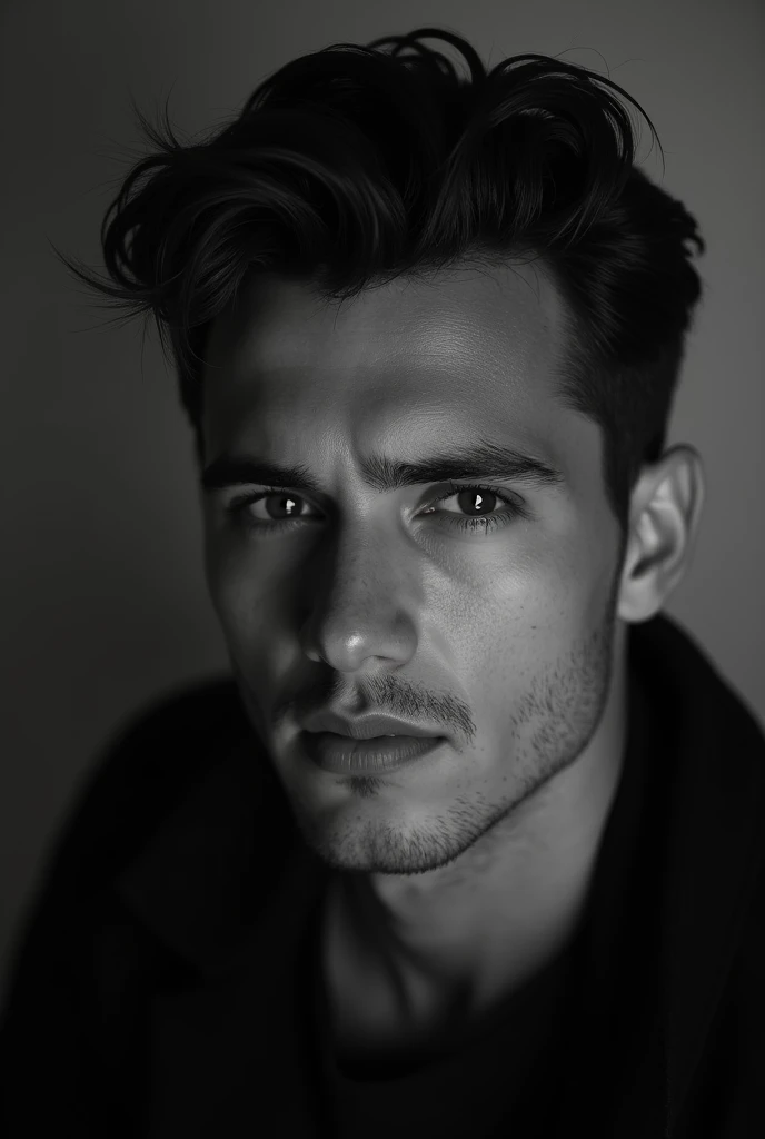 Make a emotional male model black and white