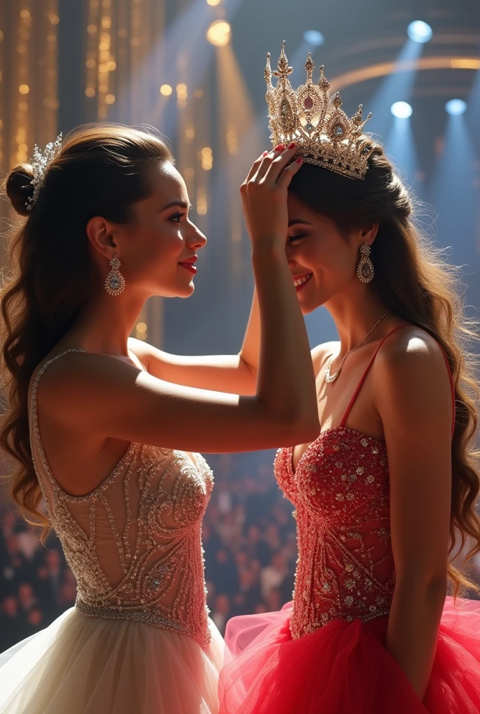 The girl crying when crowning by another girl as the new Miss Universe