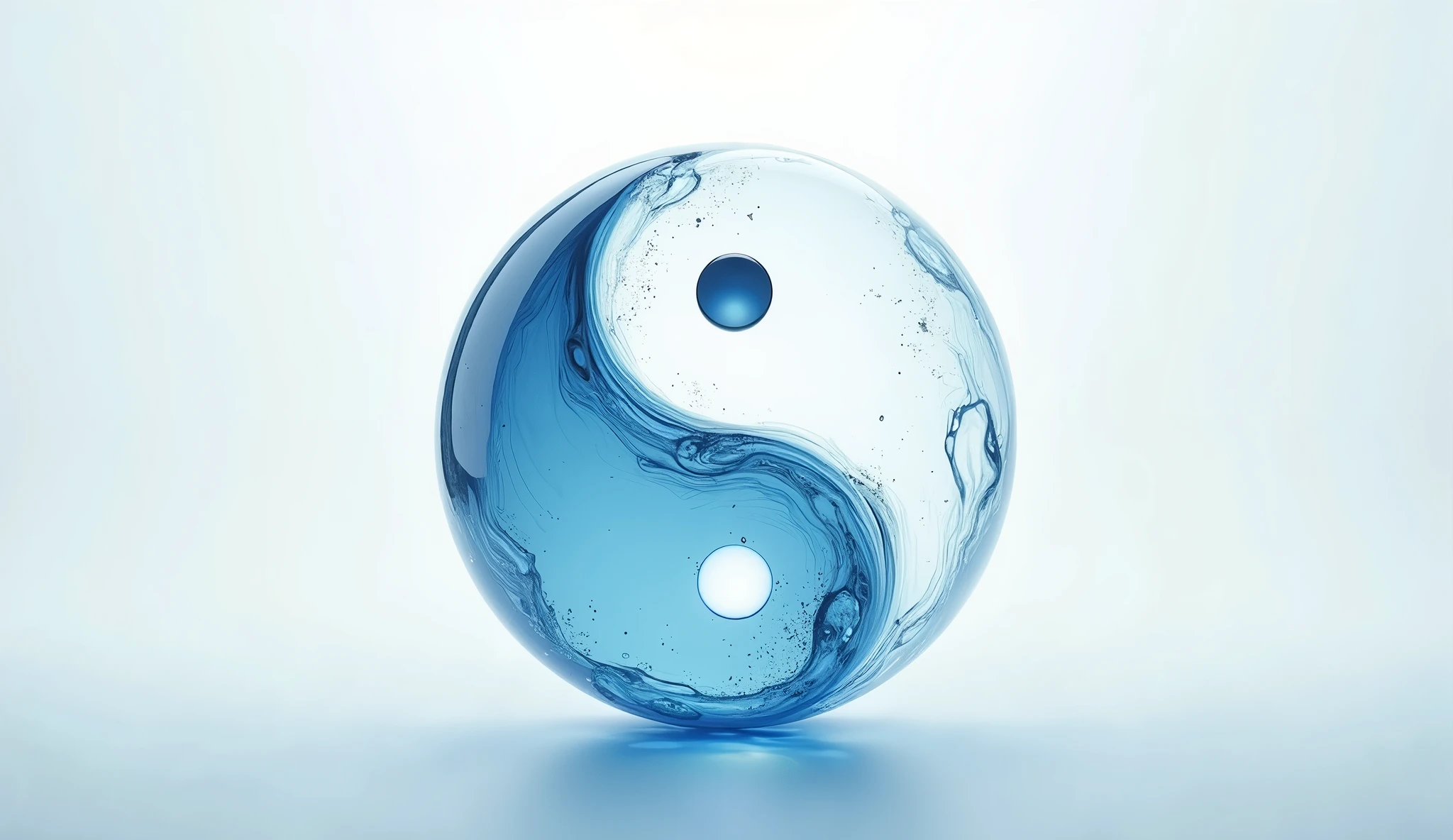 Yin yan is a symbol of balance and, The yin and yang are formed by the condensation of water.,Then the background is colorless and transparent