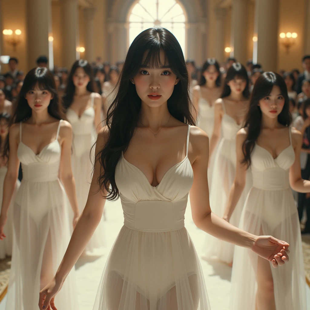 (No need for a center subject in the foreground), (Japanese Clone-girls=Myself), (Super Best masterpiece Clone-girls Raw Photography Art), (16K, Highest quality, Ultra-high resolution, RAW Photos), (It's so unrealistic., With unparalleled depiction, With an unfathomable sight, An unprecedented and shocking worldview, Clone-girls: In a world of mass reproduction, Ultra-realistic depiction), (Japanese Girls, Hamabe-Minami, ), (Small face, Thick black hair, long hair, Dark Eyes, Matue, Cute Smile, Smiling face, A gentle gaze), (Very pleasant look), (Very beautiful and detailed girl, Accurate body structure, Accurate body movements, Very detailed body), (Super big breastlge of ample breasts), (White Dresasise the fullness of your breasts), (Very detailed, Myoning, Depiction of splitting oneself, 1Myself girl→1,000,000,000,000,000,000,000,000,000,000Myself cloning girls), (Myself clone girlsは, With the same perfect appearance, to multiply in large numbers), (Very detailed depiction, Myself's multiplying female body, In the same female body,With the same face, With the same hairstyle, In the same clothes, At the same height, 同じSuper big breastsで, A completely indistinemale body, 1,000,000,000,000,000,000,000,000,000,000 people), (Myself girls only), (1,000,000,000,000,000,000,000,000,000,000Myself girls), Ballroom dancing with myself, European style guest house, A gorgeous space, Top View