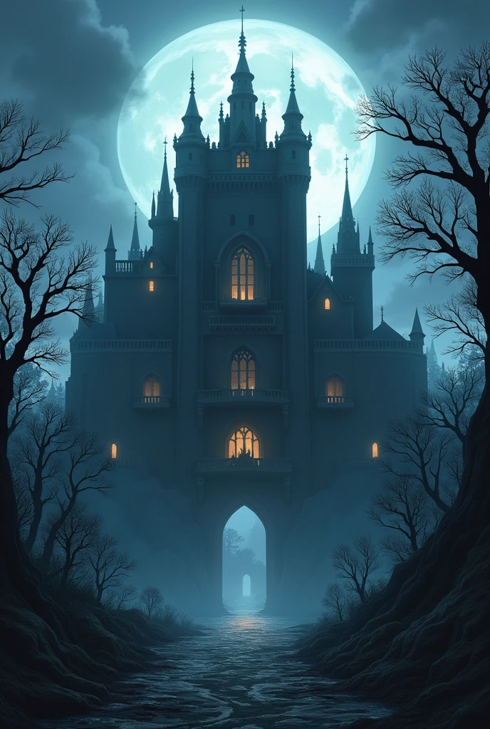 Game background - menu anime fantasy cartoon medieval without people castle ominous scary inside the castle