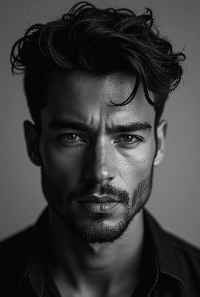 Make an emotional male model, black and white