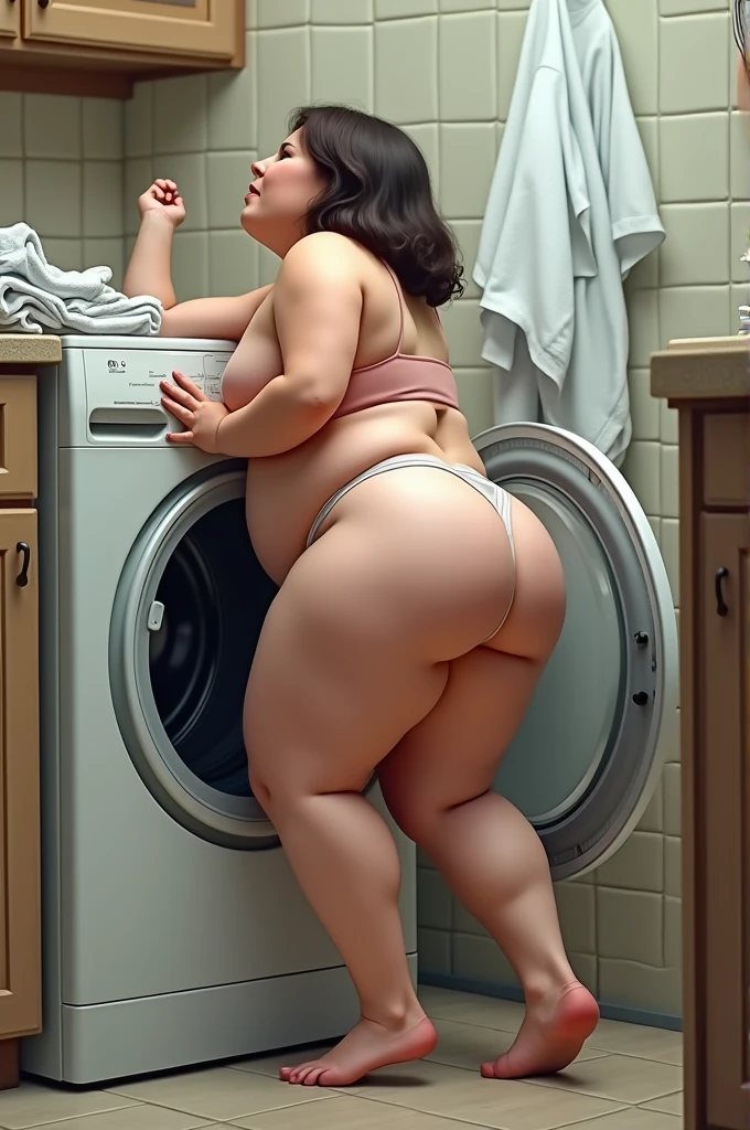 Mommy stuck in washing machine, big ass, ass exposed