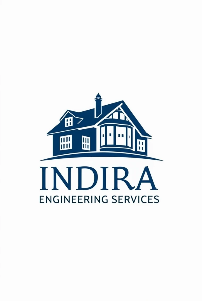 Create a logo name of Indira Engineering Services it's structural engineering company
Add extension and Loft conversation house of United Kingdom image in this logo please change font of text and in blue don't change anything