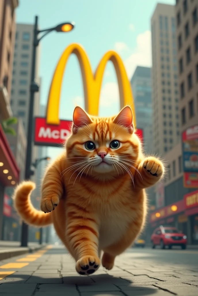 orange fat cat Run away from McDonald's