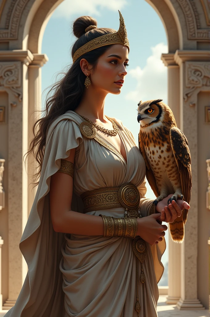 Athena with pet owl
