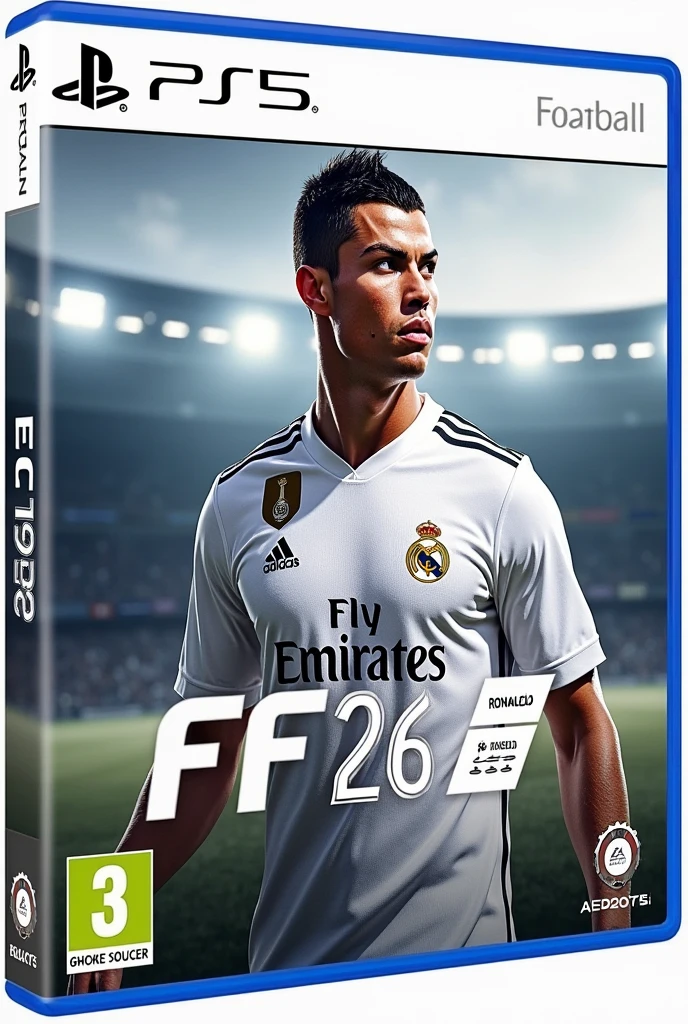 Jeux ps5 football cover logo écrit fc 26 cristiano ronaldo real madrid
