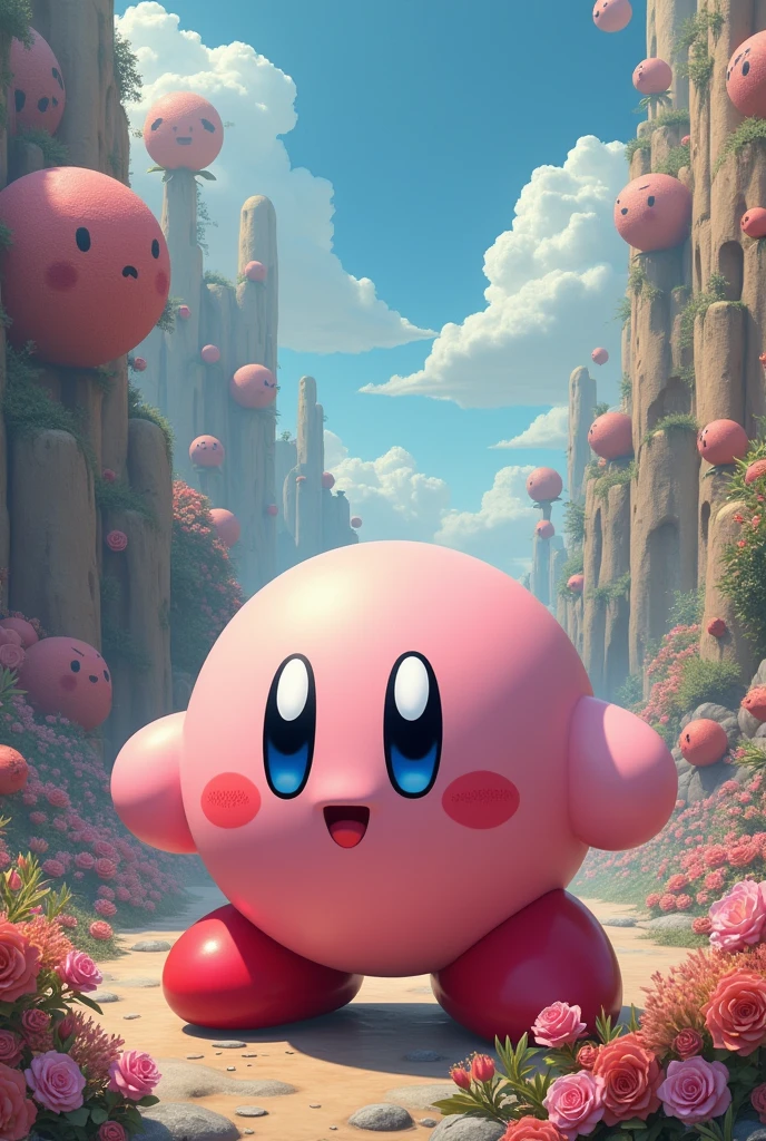 Almost realistic image of the Kirby character with an incredible background to make it look unique