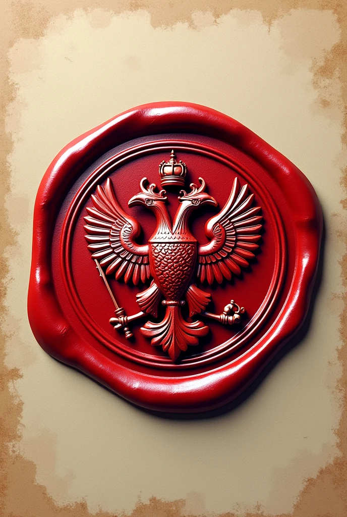 Generate an image of a stamp of lawyer ERNESTO JAVIER GONZÁLEZ suitability 30238, The seal must be red, taking as a reference the logo of an eagle in the style of ancient Russian royalty., the name of the lawyer in Spanish with the suitability number, Taking into account the traditional round seal, the whole texture