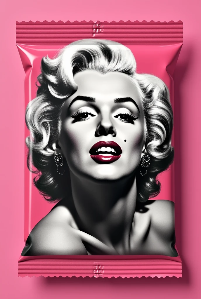 A chewing gum wrapper with the PINK CHEWING GUM brand and a picture of Marilyn Monroe in the middle