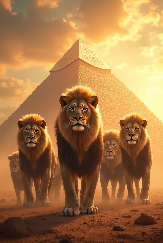 6 lion picture background pyramid beautiful sky