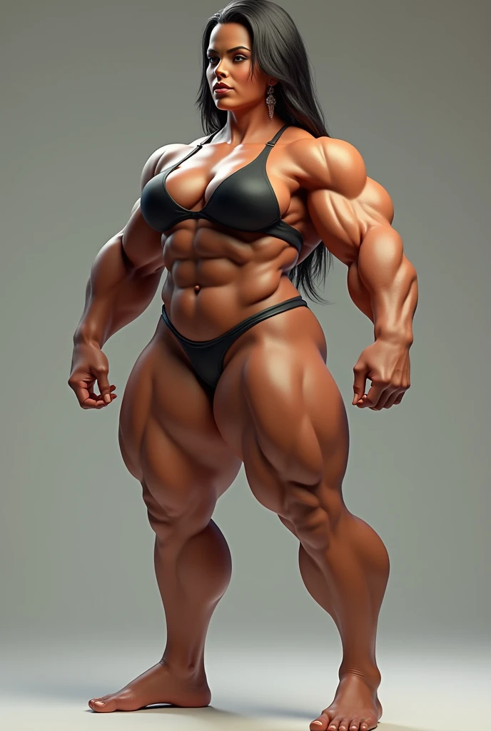 (Female bodybuilder with thick thighs and Big-chested verybusty with toned abs six pack)(huge thick thighs)777