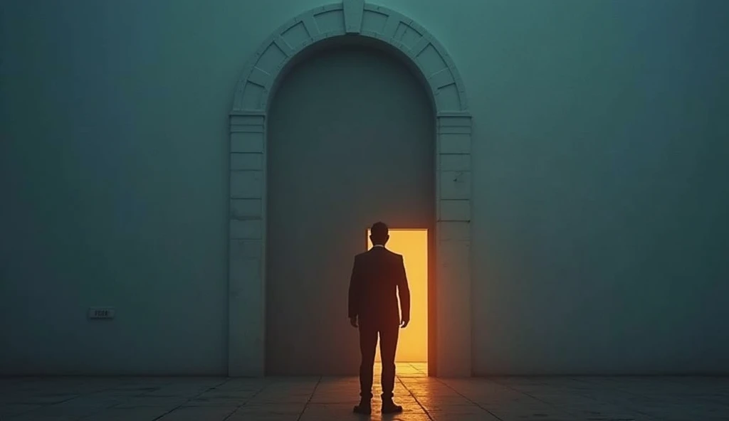 place the silhouette of a man in the door