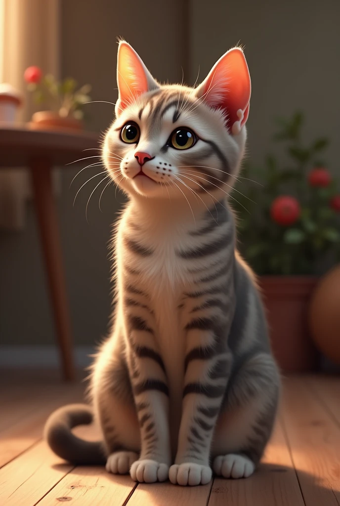 cat waiting for owner to feed
