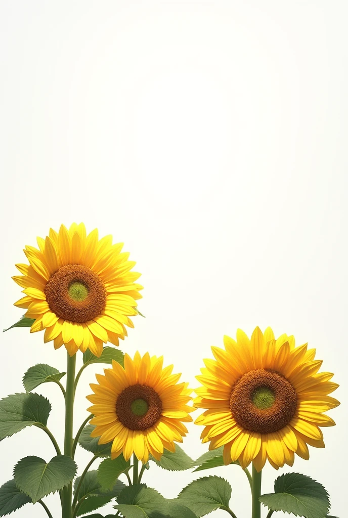 White background with sunflowers