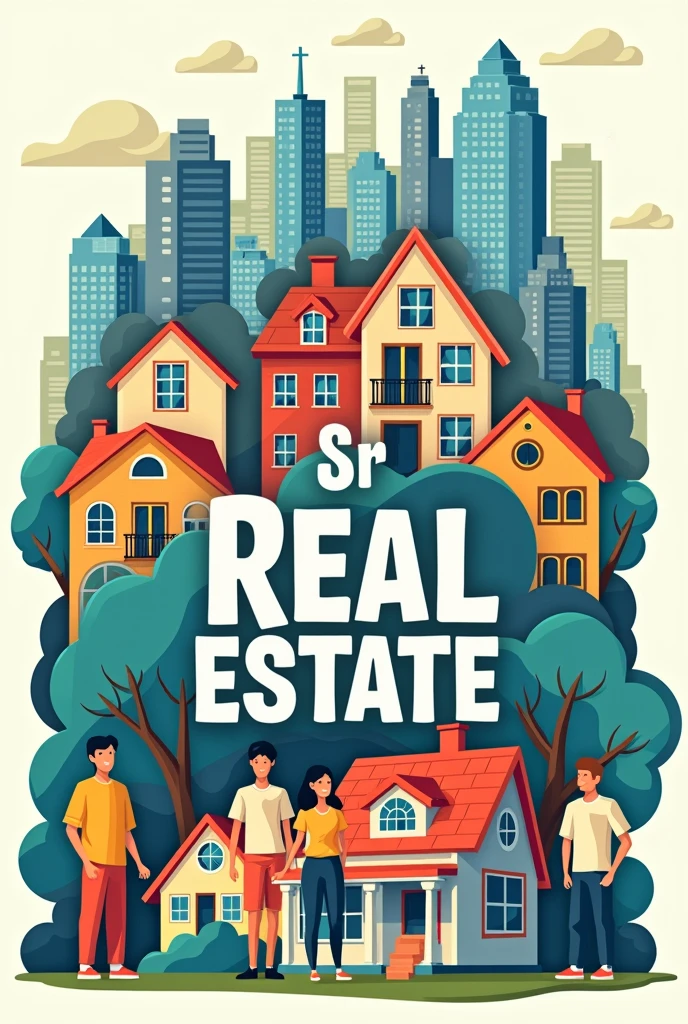 Poster for sale and rental of houses, condos, real estate, put the word SR Real Estate