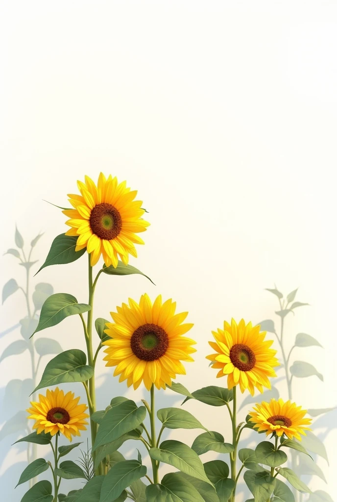 White background with sunflowers