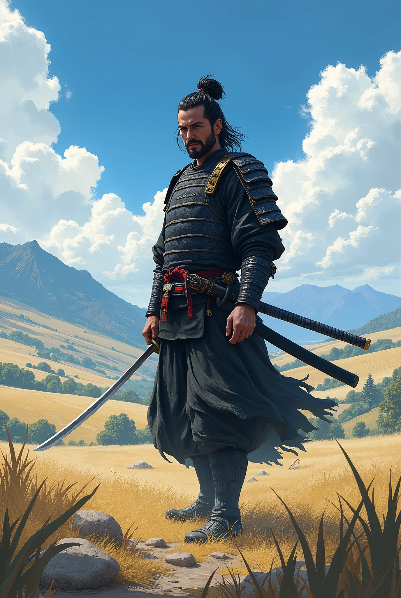 a skilled samurai named Hiroshi roamed the countryside.