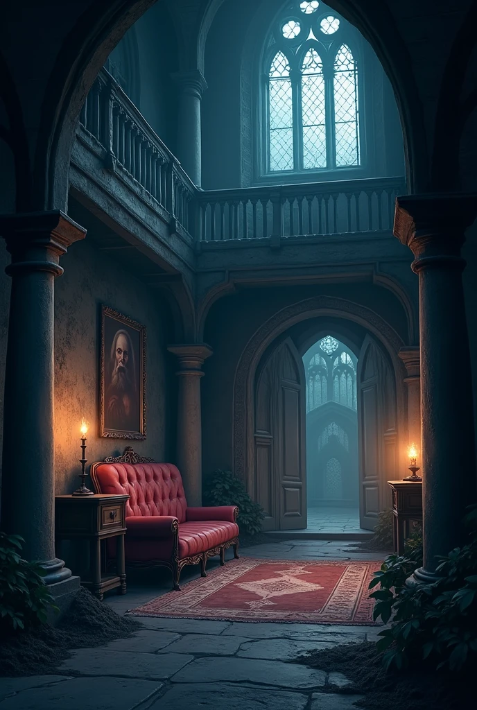  Game background - menu anime fantasy cartoon medieval without people castle ominous scary inside the castle inside the building living room
