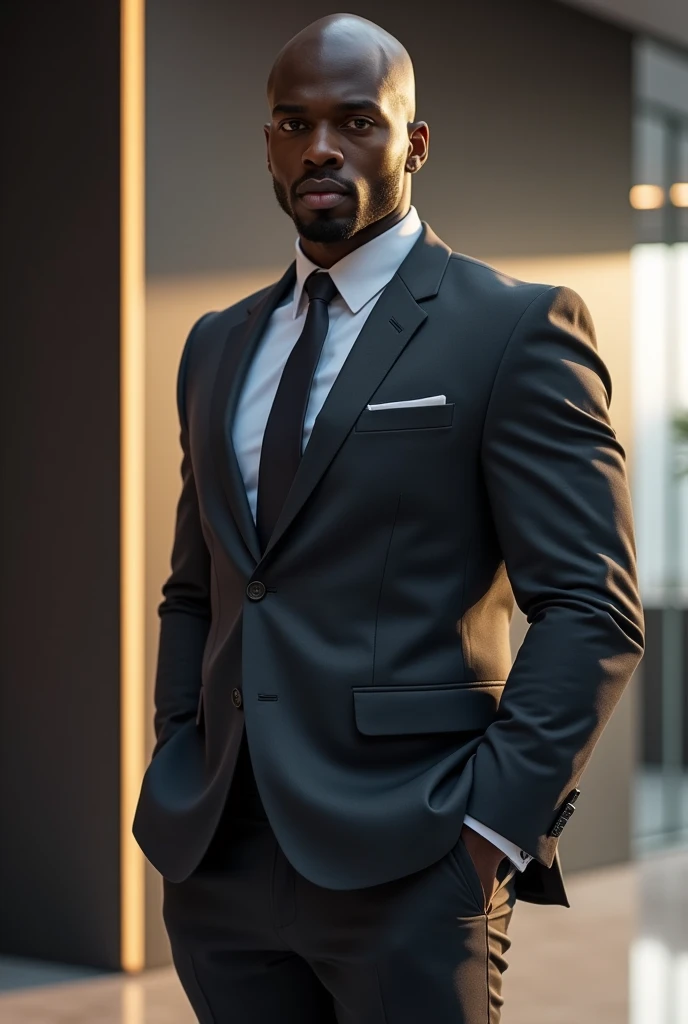 Black man in a suit and bald