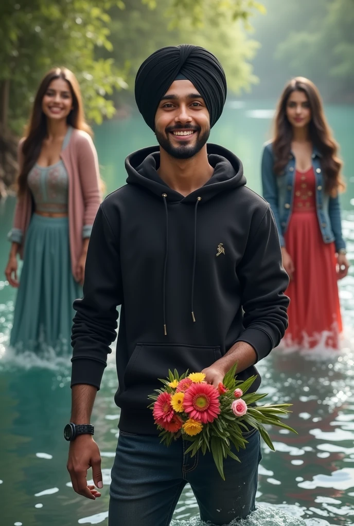 Punjabi boy sal sal red boy name"Badal "turban black hoodi black shoes black lover girls Punjabi jatti jeans jacket black girls beautiful water haath mein fulawar black watch watch smile