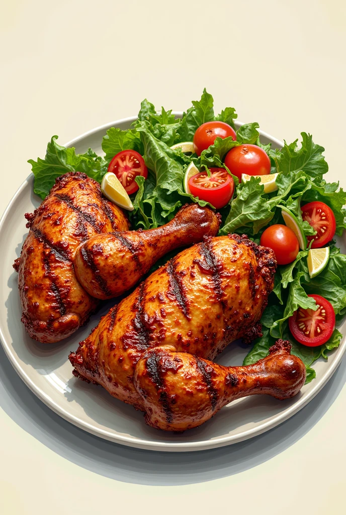 plate of jerk chicken and salad clip art