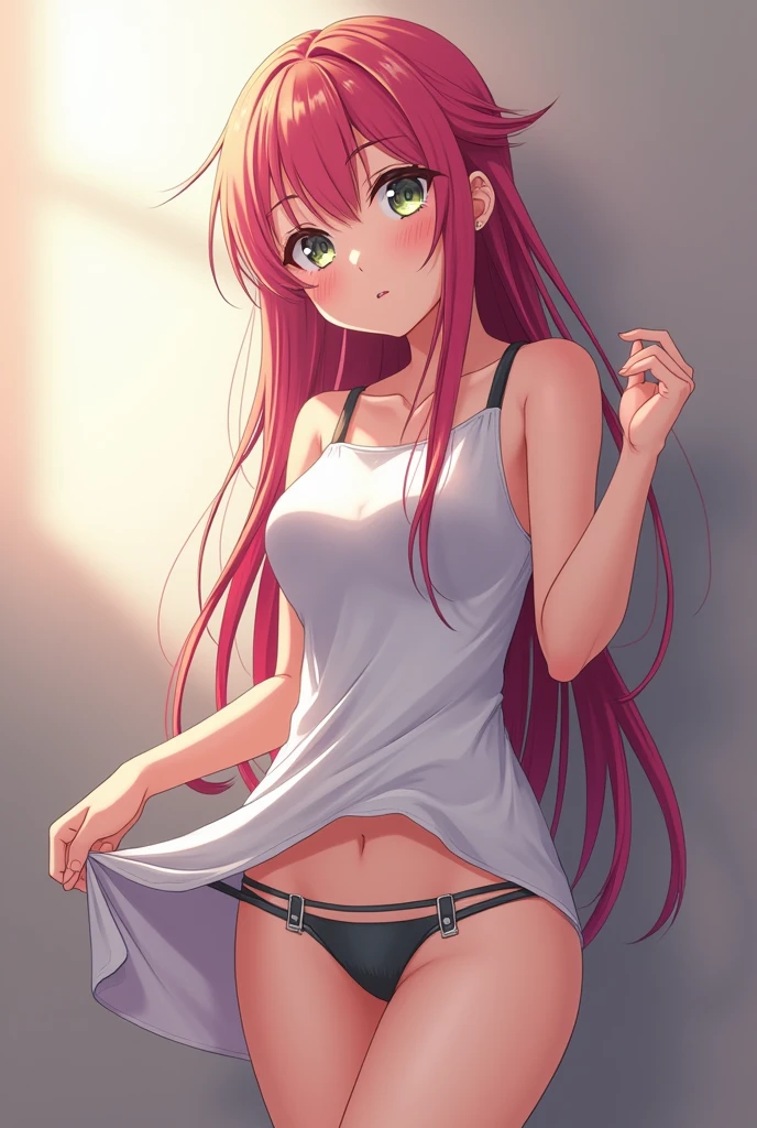 Anime girl with thong panty with skirt Up