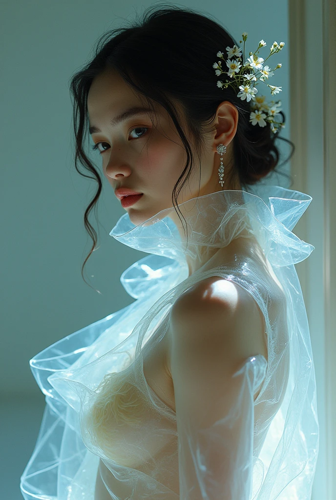 girl in a plastic dress