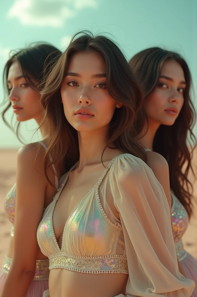 I'm taking photos for a new concept album. Create a girl group concept photo with the "Changing" style