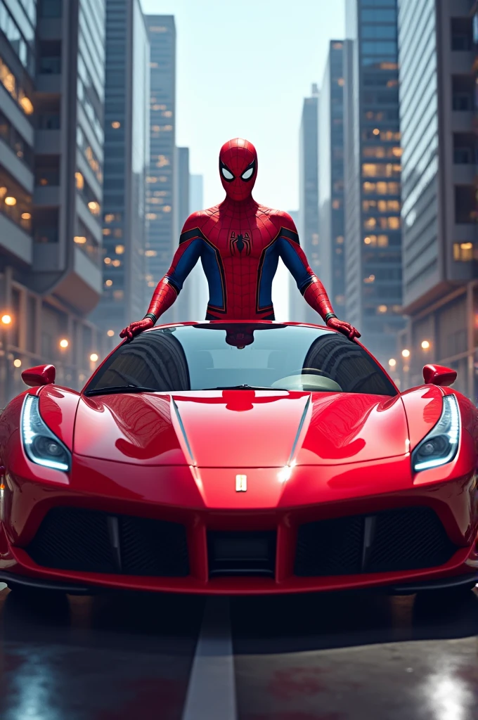 Spider man publicitando ferrari