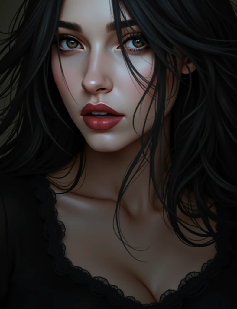 portrait of femme_fatale, long_hair, realism, 