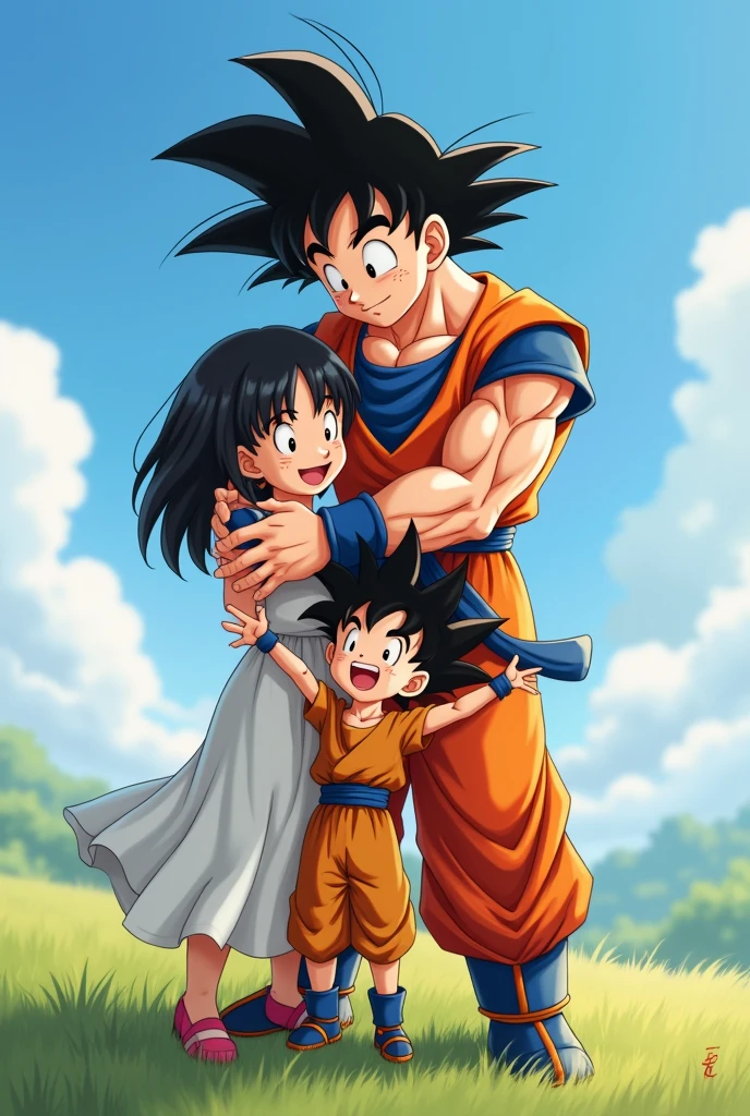 Generates one of Goku hugging his family 