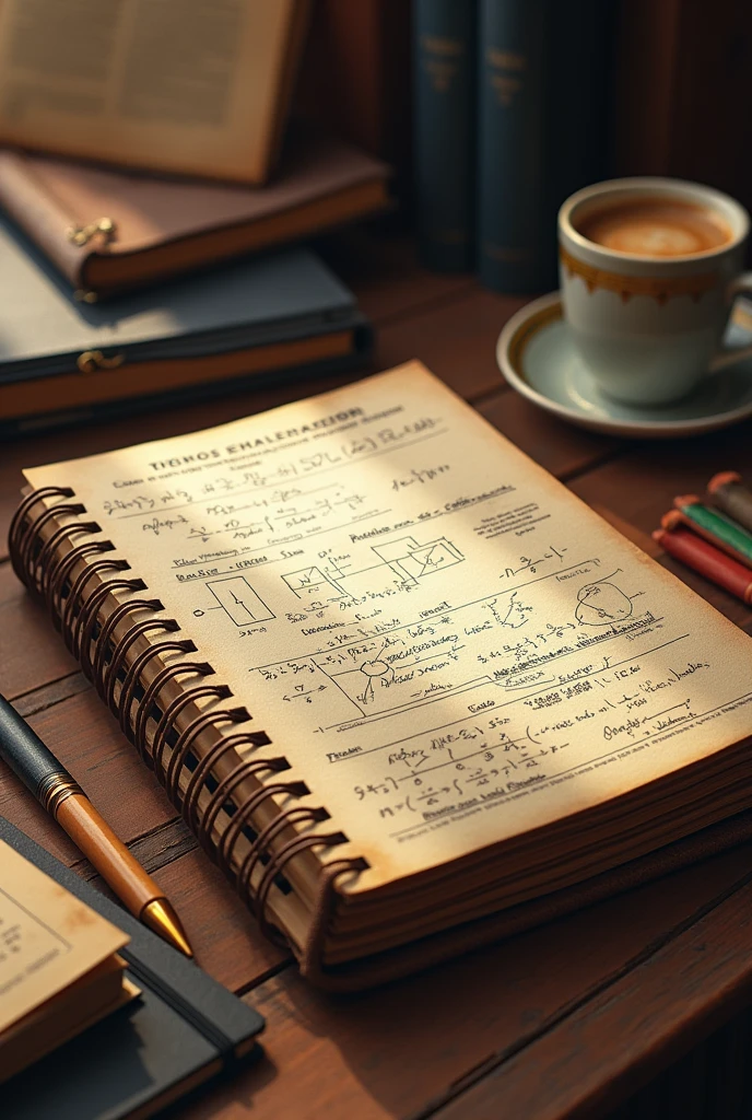 Create an image referring to the notebook with physics questions from the FUVEST entrance exam