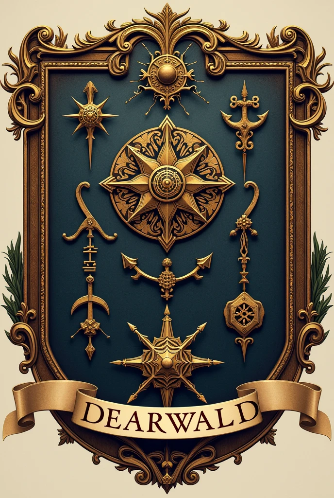 Créé un blason pour la dynastie Dearwald. C'est une puissante famille de sorciers composés d'intellectuels nés au Royaume-Uni. Ils possèdent également le titre de comte du Norfolk. Le nom Dearwald doit apparaître sous le blason dans une banderole. Pas de visage humain sur le blason.