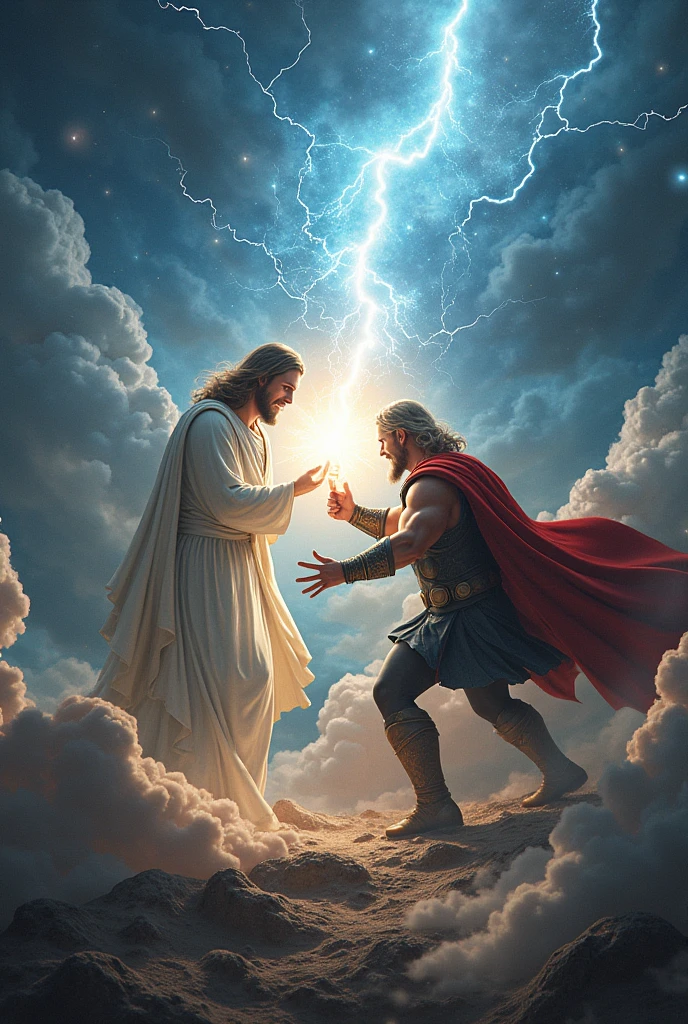 Thor battling Jesus.