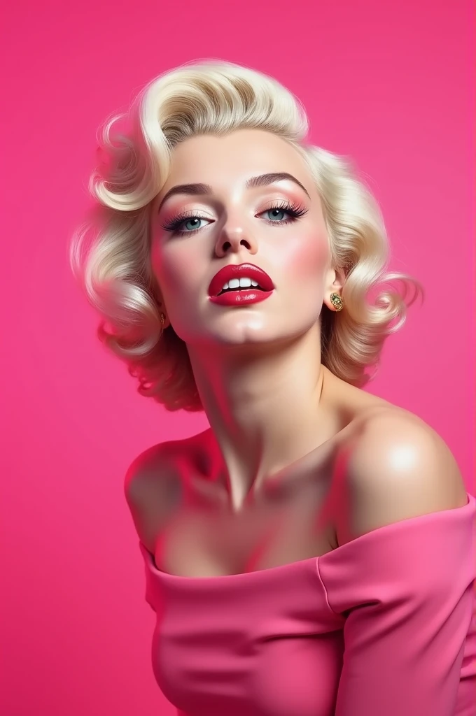 A poster with the brand "bubblegum pink" and that has the photo of Marilyn Monroe 