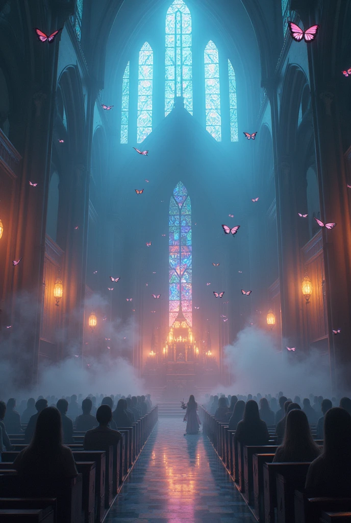 A church filled with magic and smoke, Like colored lights and fluttering butterflies