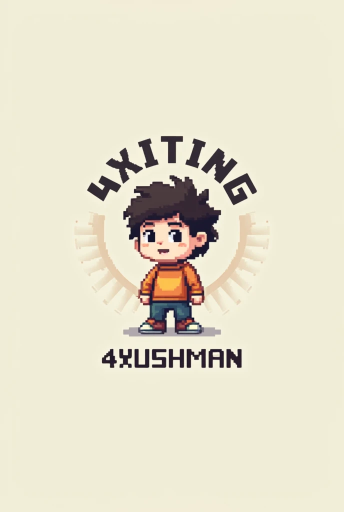 Simple pixel art of a boy written 4xushman like a logo