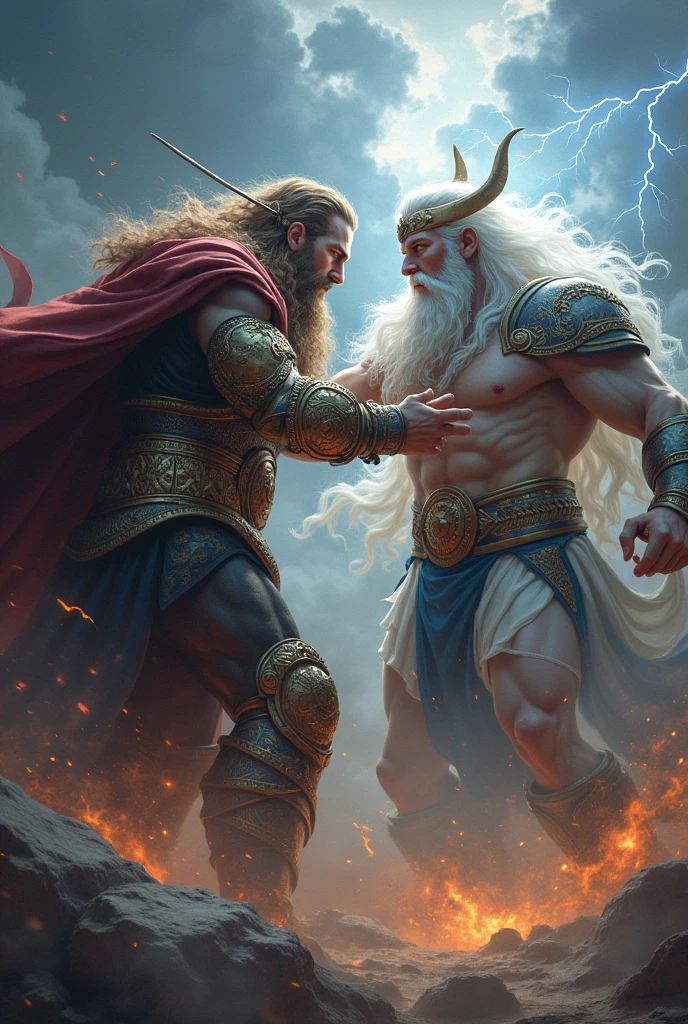 Odin fighting Zeus.