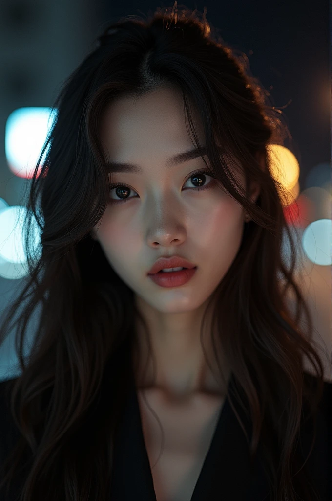 Jisoo future ??? Beautiful korean girl at age 29. Night time , detailed face , nice hairstyle , eyes like jisoo, heart shape lip like jisoo , skin colour like jisoo, basic jawline, naturally beautifully , different pose, hair like jisoo.face shape like jisoo kim,  smiling. Sexy. Full portraits ,
With legs and shoes , big face ,looking at the space in night
