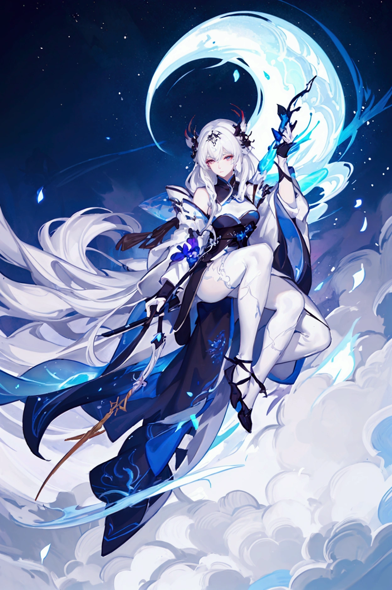a close up of a woman with white hair and a white mask, beautiful character painting, guweiz, artwork in the style of guweiz, white haired deity, by Yang J, epic exquisite character art, stunning character art, by Fan Qi, by Wuzhun Shifan, guweiz on pixiv artstation